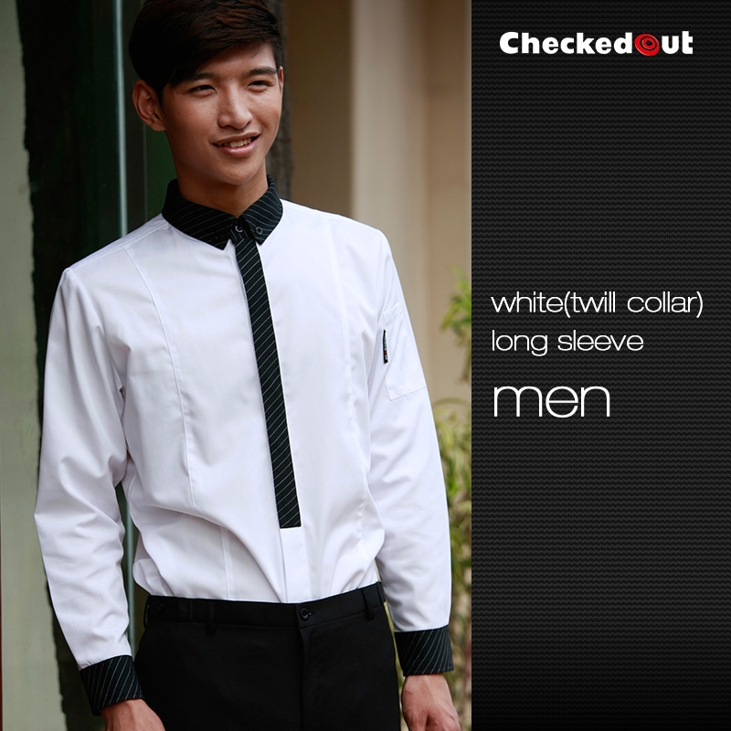men long sleeve white(black collar)  